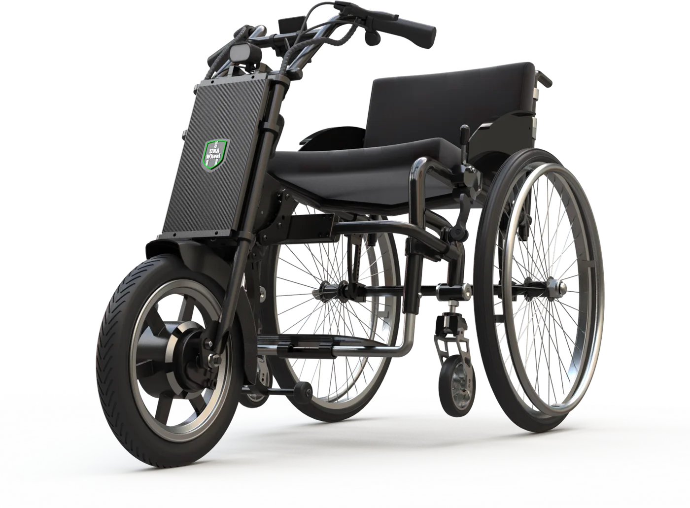 Электроприставка UNAwheel Maxi, установленная на кресло-коляску